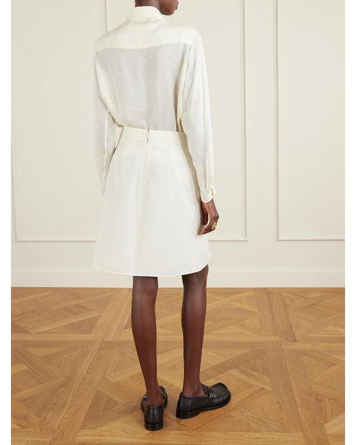 Marni White Pleated Wool-Crepe Skirt