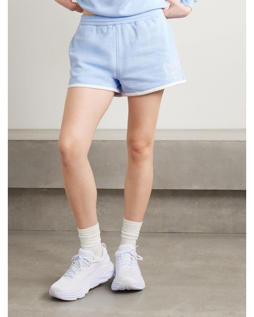 Polo Ralph Lauren Blue Wimbledon Embroidered Cotton-Blend Jersey Shorts