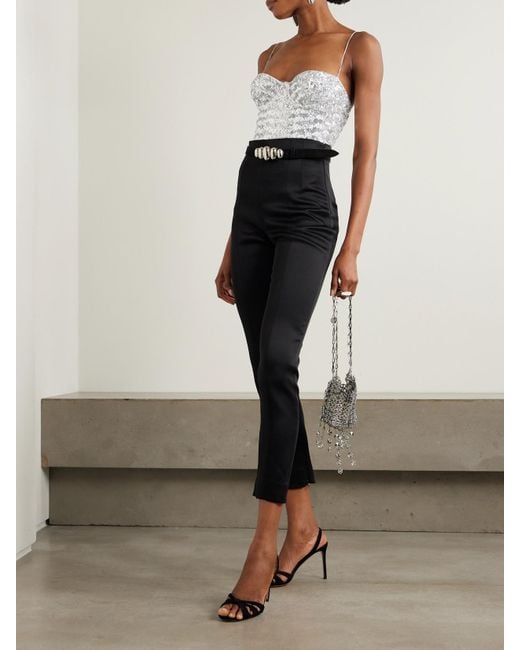 Oseree White Sequined Jersey Balconette Bodysuit