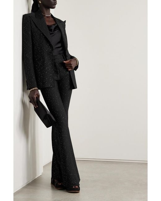 Gabriela Hearst Black Allanon Sequin-embellished Wool-blend Flared Pants
