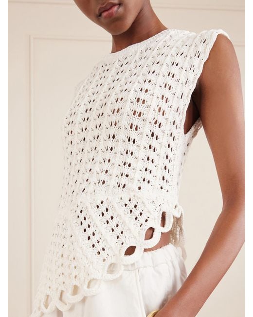 Loulou de Saison White Saez Crocheted Top