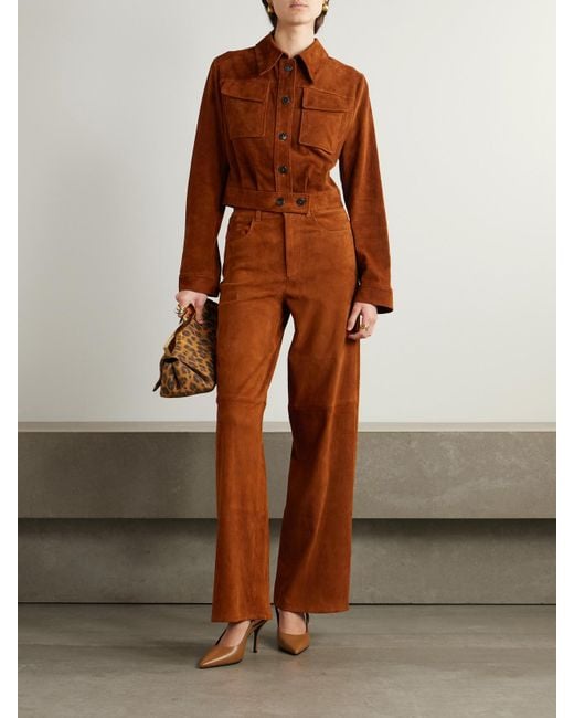 Stouls Brown Mythéo Paneled Suede Straight-Leg Pants