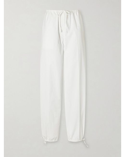 Totême White Drawstring Cotton Wide-Leg Balloon Pants