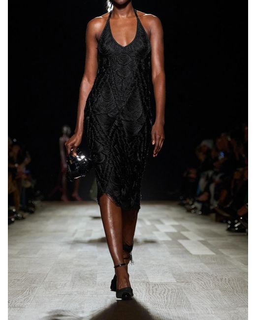 ワンピース Ferragamo Black Silk Satin Midi Dress FERRAGAMO Tech Satin Asymmetric Midi Dress Salvatore Ferragamo