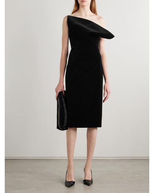 Khaite Black Sato Strapless Draped Velvet Dress