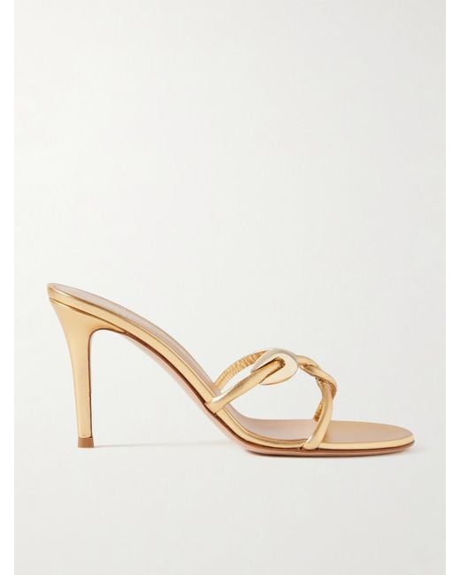 Gianvito Rossi Natural Mamba 85 Mules Aus Metallic-Leder Mit Verzierung