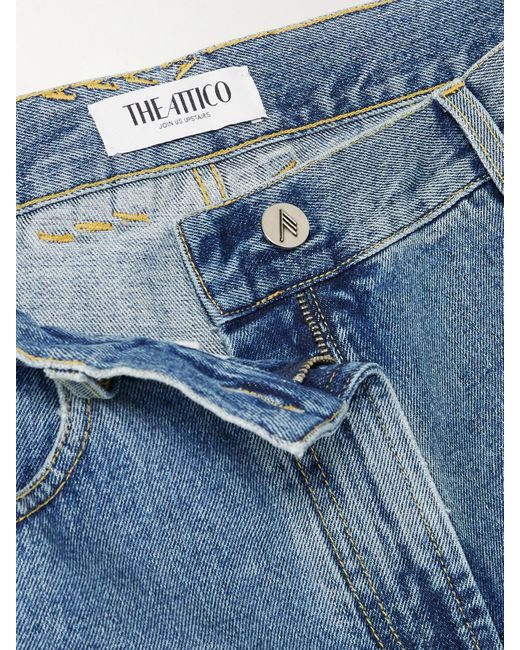 The Attico Blue Cutout Paneled Boyfriend Jeans