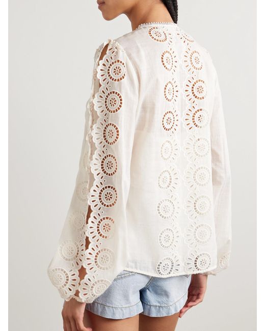 Haut En Voile De Coton À Broderie Anglaise Et À Plis Nervures Lucky Zimmermann en coloris Natural