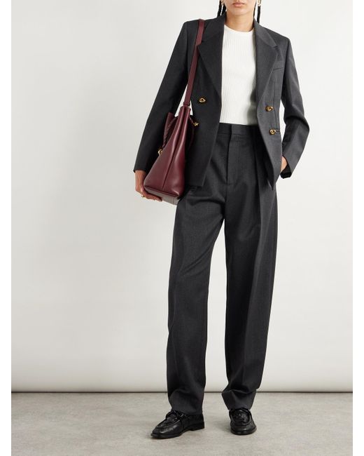 Bottega Veneta Black Double-Breasted Wool-Twill Blazer