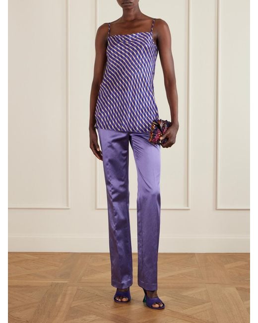 Dries Van Noten Purple Draped Striped Devoré-Satin Camisole