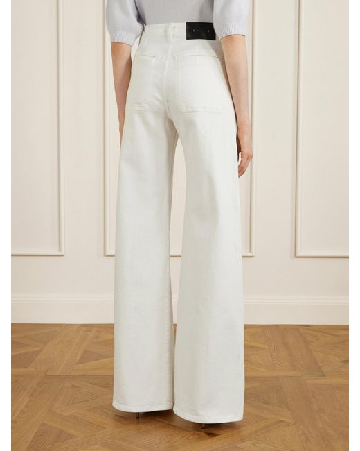 Khaite White Delmonico High-Rise Wide-Leg Jeans