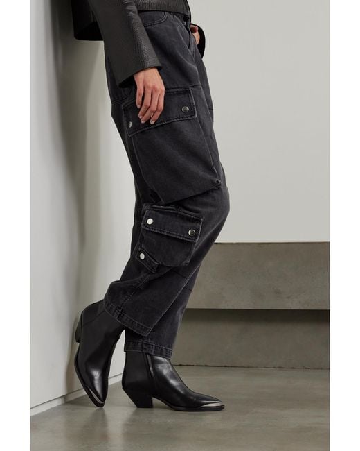 Isabel Marant Black Adnae Embellished Leather Ankle Boots
