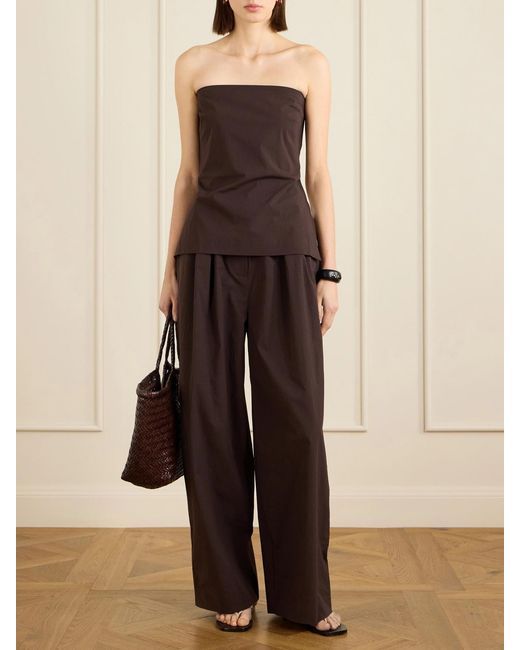 St. Agni Brown Strapless Open-Back Cotton-Blend Top
