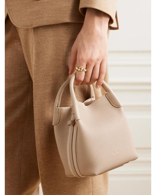 Loro Piana Natural Bale Grosgrain-Trimmed Textured-Leather Shoulder Bag