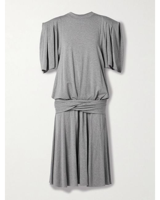Marie Adam-Leenaerdt Gray Gathered Cotton-Jersey Midi Dress