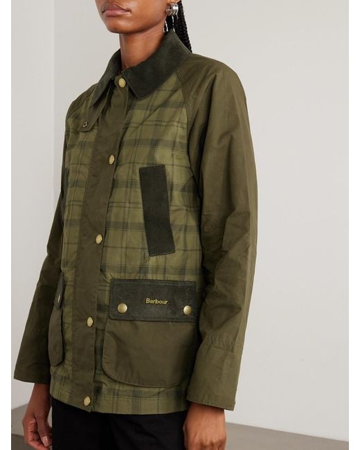 Barbour Green Beadnell Corduroy-Trimmed Checked Cotton Jacket