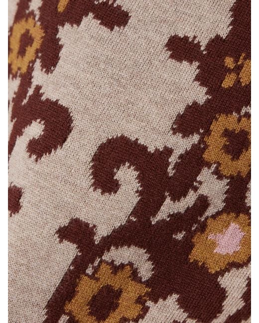 Mini-Jupe En Laine Et Coton Mélangés Jacquard À Franges Lindy Cara Cara en coloris Brown