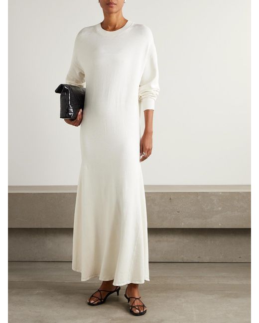 Loulou de Saison White Lucy Silk And Linen-Blend Maxi Dress