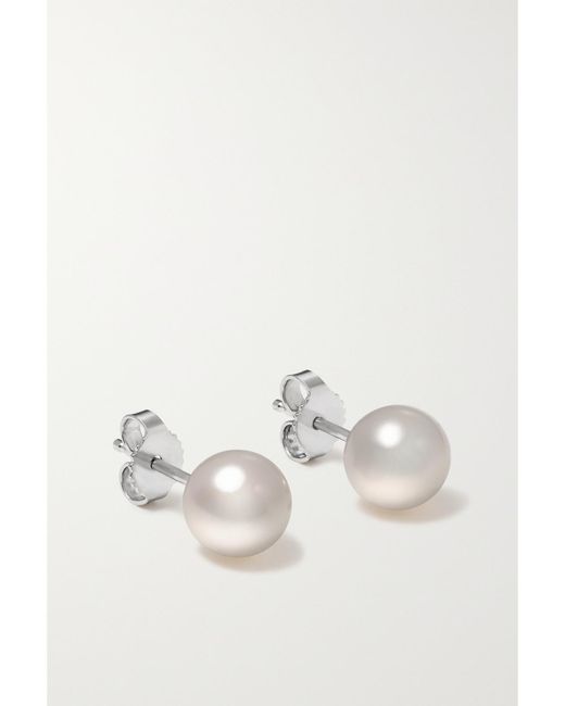 Mikimoto White Set Aus Perlenkette Und -Ohrsteckern Mit Details Aus 18 Karat Weißgold