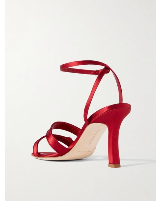 Manolo Blahnik Red Neusita 90 Satin Sandals