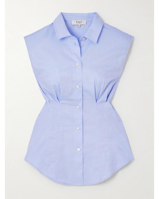 Chemise En Serge De Coton À Plis Kendra Sea en coloris Blue