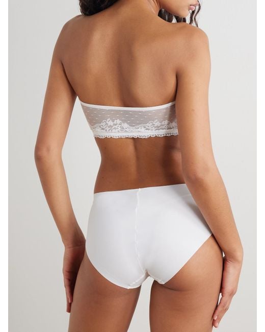 Commando White Double Take Höschen Aus Stretch-Jersey Und Spitze