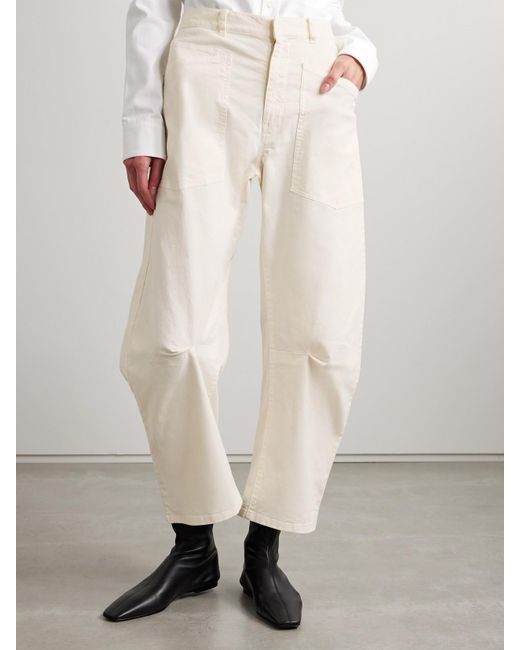 Nili Lotan Natural Shon Barrel-Hose Aus Twill Aus Einer Baumwollmischung