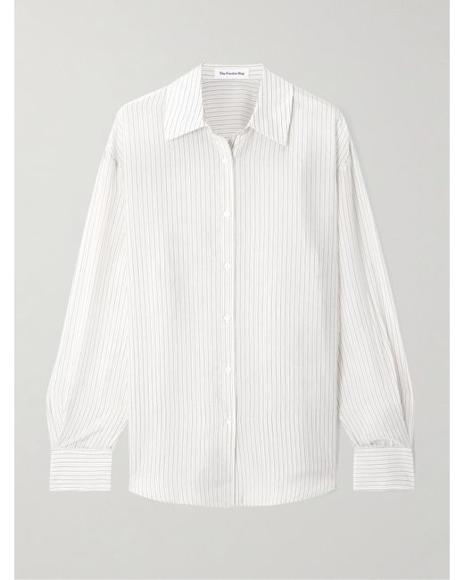 Frankie Shop White Peri Oversized-Hemd Aus Oxford Mit Streifen
