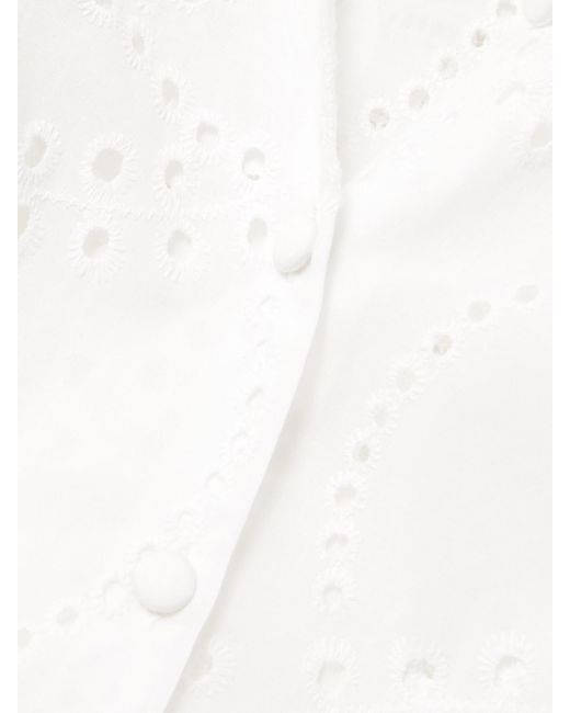 Loretta Caponi White Azzurra Broderie Anglaise Cotton-Poplin Blouse
