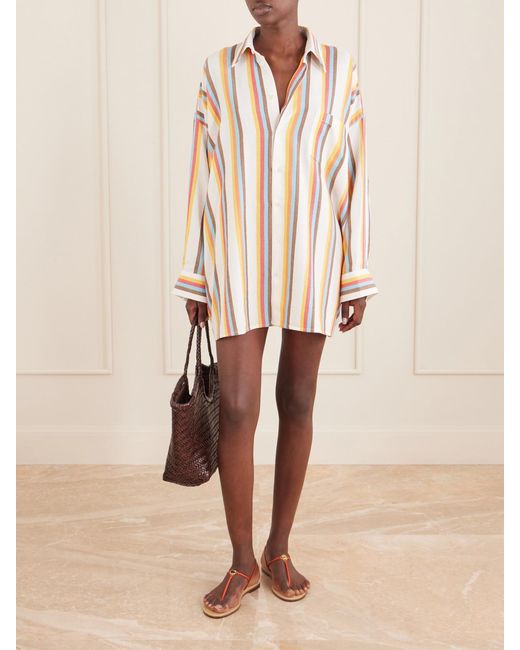 Marrakshi Life Natural The Oversized Striped Cotton-Poplin Shirt