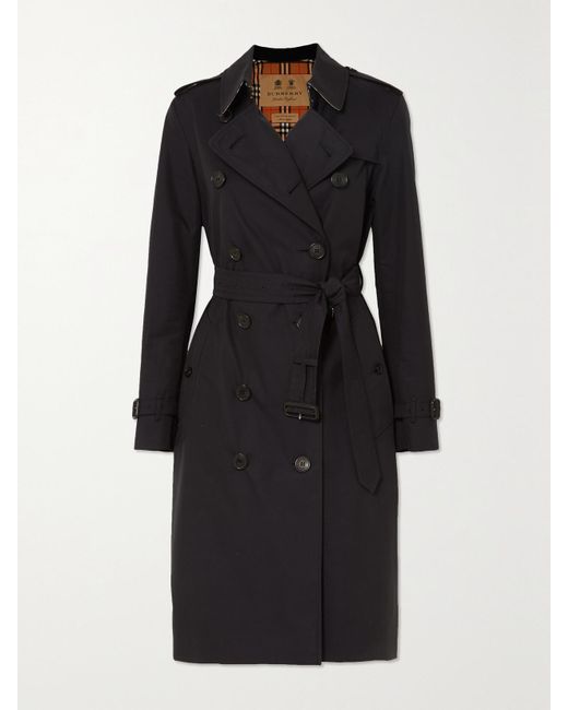 Burberry Black Kensington Long Organic Cotton-Gabardine Trench Coat