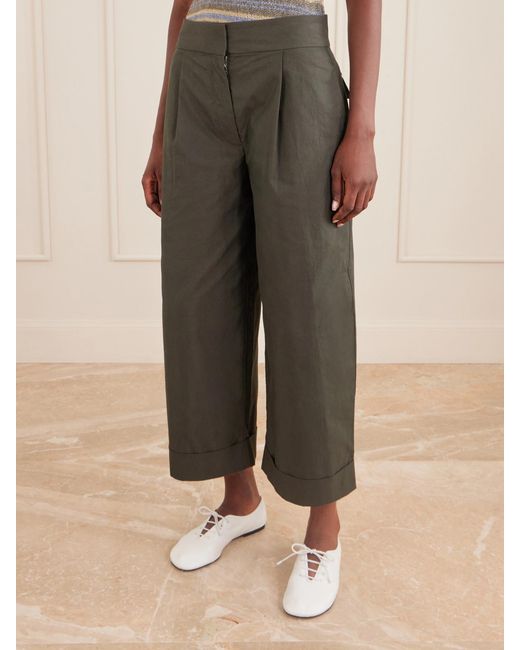 Proenza Schouler Gray Talla Cotton-Blend Wide-Leg Pants