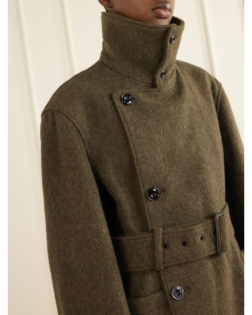 Lemaire Green Belted Alpaca And Wool-Blend Felt Coat