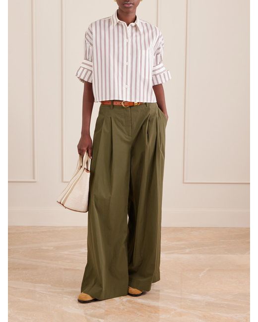 Twp Natural Next Ex Cropped Striped Cotton And Silk-Blend Shirt
