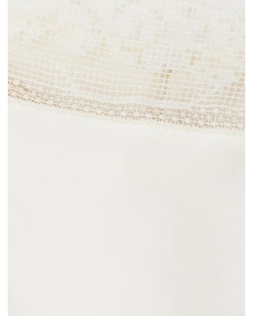 Magda Butrym White Lace-Trimmed Gathered Silk Mini Dress