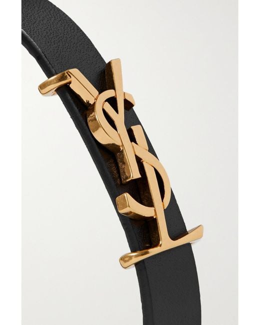 Saint Laurent White Opyum Leather And-Tone Bracelet