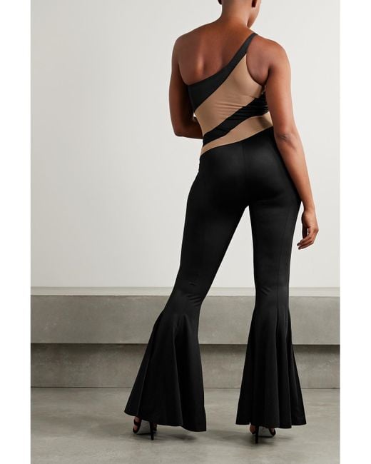Combi-Pantalon Asymétrique En Jersey Stretch Et En Résille Snake Norma Kamali en coloris Black