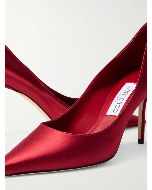 Jimmy Choo Pink Love 85 Satin Pumps