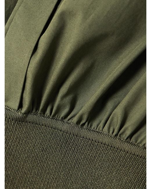 Jonathan Simkhai Green Stiles Cropped Gathered Ribbed-Knit Trimmed Cotton-Poplin Shirt