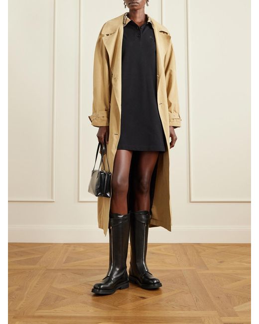 Burberry Black Checked Cotton-Piqué Mini Dress
