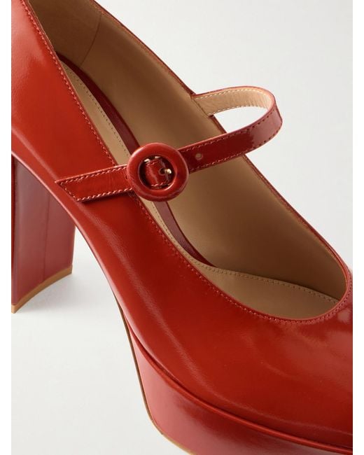 Gianvito Rossi Red 70 Glossy Leather Mary Jane Pumps