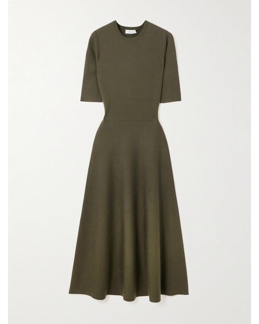 Gabriela Hearst Green Seymore Wool, Cashmere And Silk-Blend Midi Dress