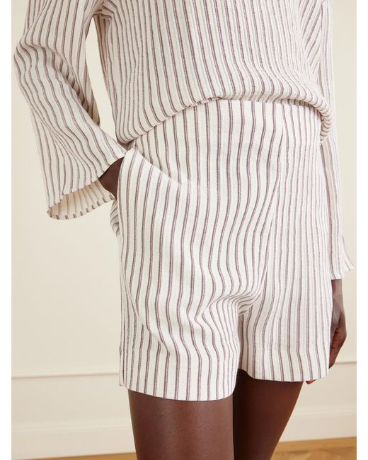 TOVE White Felix Striped-Printed Woven Shorts