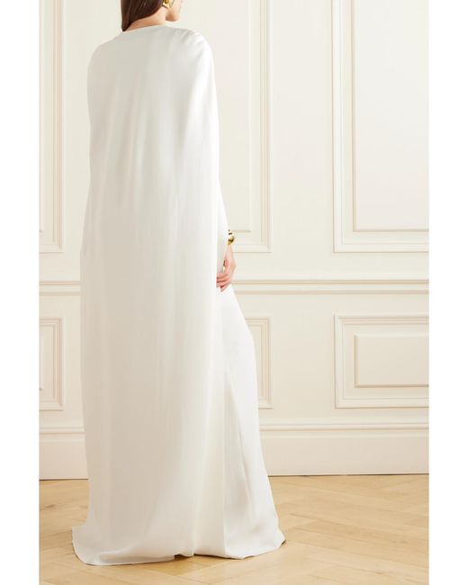 Tom Ford White Oversized Silk-Georgette Cape