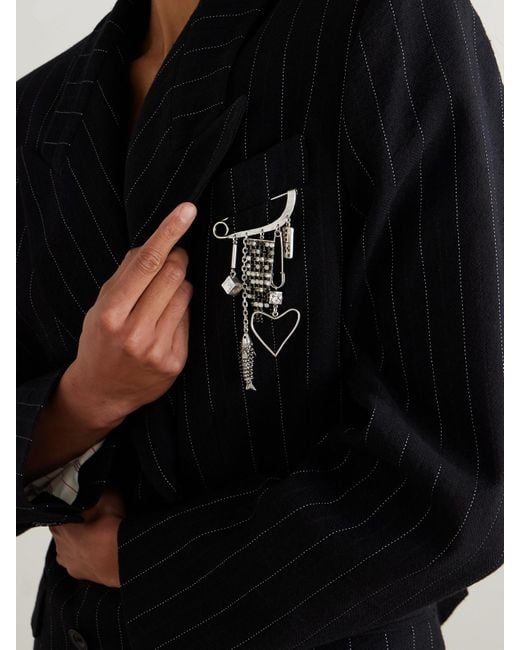 Isabel Marant White Abby Silberfarbene Brosche Mit Kristallen