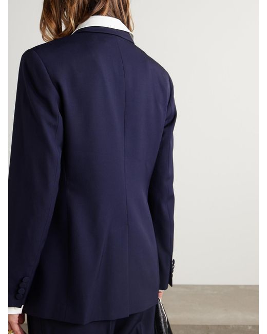 Polo Ralph Lauren Blue Doppelreihiger Blazer Aus Wolle Mit Satinbesätzen Aus Maulbeerseide