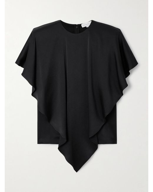 Stella McCartney Black Asymmetric Layered Satin Blouse