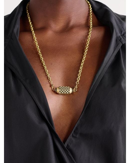 Marie Lichtenberg Natural Check Locket Kette Aus 18 Karat Mit Diamanten