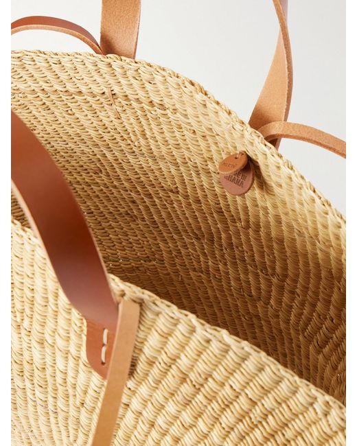 Muuñ Metallic Signora Leather-Trimmed Raffia Tote