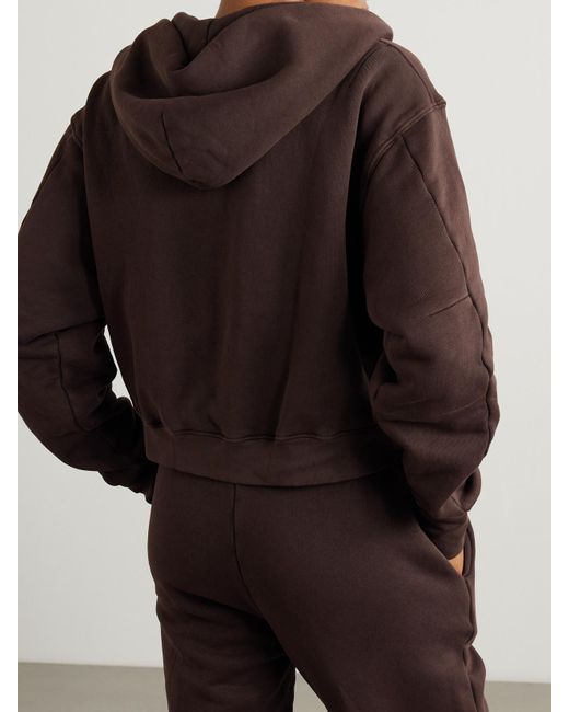 Les Tien Red Zendaya Cropped Cotton-Jersey Hoodie